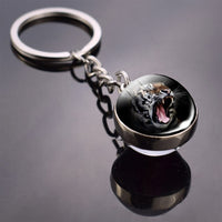 Tiger Keychain Animal Tiger Head Picture Glass Ball Key Chain Ring Keyfob Tiger Valentine's Gifts