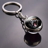 Tiger Keychain Animal Tiger Head Picture Glass Ball Key Chain Ring Keyfob Tiger Valentine's Gifts