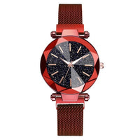 Starry Sky Stainless Steel Mesh Watches for Women Crystal Analog Quartz Wristwatch Ladies Sports Dress Clock