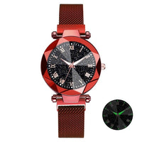 Starry Sky Stainless Steel Mesh Watches for Women Crystal Analog Quartz Wristwatch Ladies Sports Dress Clock