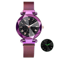 Starry Sky Stainless Steel Mesh Watches for Women Crystal Analog Quartz Wristwatch Ladies Sports Dress Clock