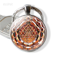 Sri Yantra Mandala Key Chain Buddhist Sacred Geometry Sri Yantra Keychain Yoga Spiritual Gift for Men Women