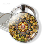 Sri Yantra Mandala Key Chain Buddhist Sacred Geometry Sri Yantra Keychain Yoga Spiritual Gift for Men Women