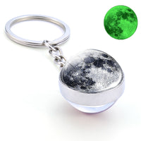 Glowing Solar System Planet Keychain Galaxy Nebula Galss Ball Keychain Moon Earth Sun Vernus Mercury Mars Glass Cabochon Keyring