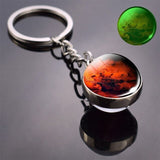 Glowing Solar System Planet Keychain Galaxy Nebula Galss Ball Keychain Moon Earth Sun Vernus Mercury Mars Glass Cabochon Keyring