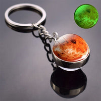 Glowing Solar System Planet Keychain Galaxy Nebula Galss Ball Keychain Moon Earth Sun Vernus Mercury Mars Glass Cabochon Keyring