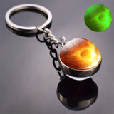 Glowing Solar System Planet Keychain Galaxy Nebula Galss Ball Keychain Moon Earth Sun Vernus Mercury Mars Glass Cabochon Keyring