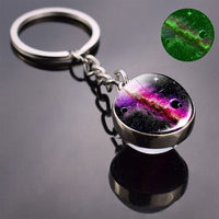 Glowing Solar System Planet Keychain Galaxy Nebula Galss Ball Keychain Moon Earth Sun Vernus Mercury Mars Glass Cabochon Keyring