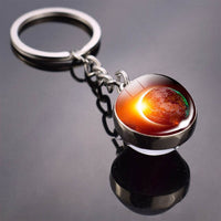 Earth Key chain Solary System Planet Keychain Moon Mars Art Picture Glass Ball Keyring Universe Galaxy Jewelry for Men for Women