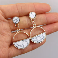 Round Dangle Drop Earrings for Women Geometric Round Heart Gold Earring Wedding