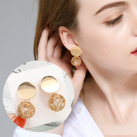 Round Dangle Drop Earrings for Women Geometric Round Heart Gold Earring Wedding