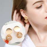 Round Dangle Drop Earrings for Women Geometric Round Heart Gold Earring Wedding