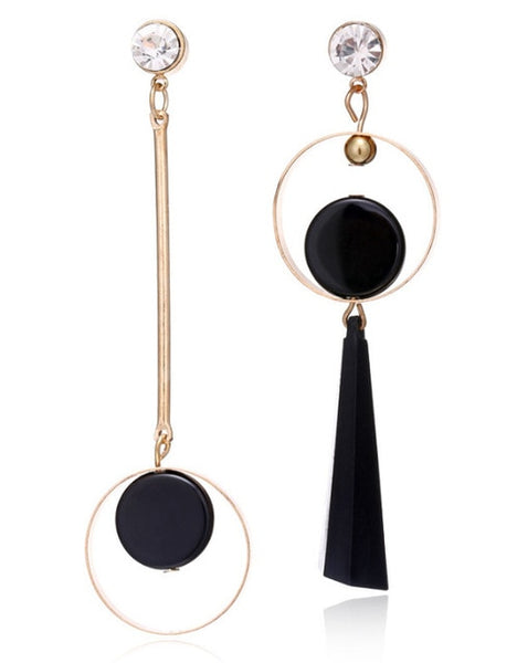 Statement Black Acrylic Drop Earrings for Women Geometric Gold Asymmetric Earring