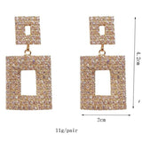 Luxury Shining Crystal Drop Earrings Gold Silver Square Rhinestone Dangle Earrings for Women Wedding Party