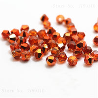 Isywaka Sale Red Copper Color 100pcs 4mm Bicone Austria Crystal Beads Charm Glass bead Loose Spacer Stone for DIY Jewelry Making