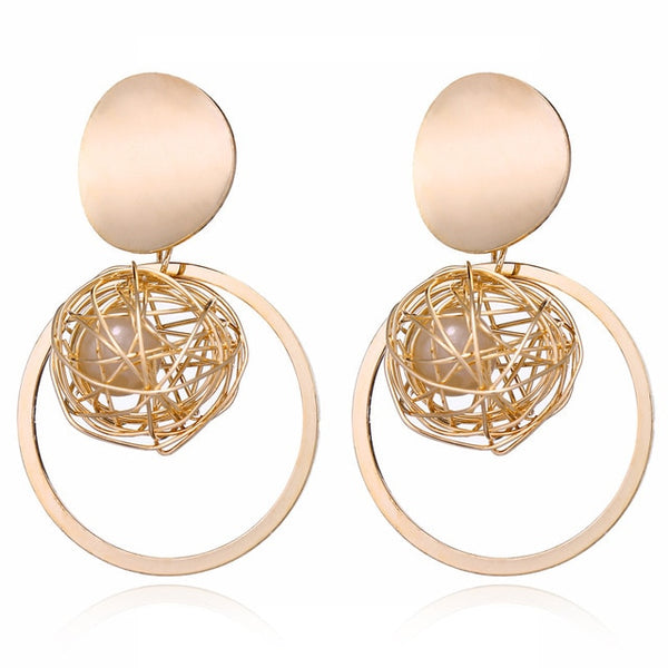 Statement Earrings Big Geometric Round Earrings for Women Hanging Dangle Earrings Drop Earing