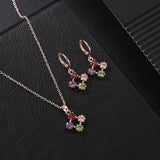 Cubic Zircon Necklace Earrings Bridal Wedding Jewelry Set Women