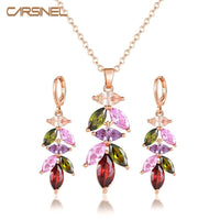 Rose gold Geometric Zircon Jewelry Sets for Women Chain Necklace Earrings Jewelry Sets