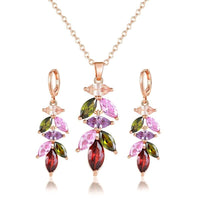 Rose gold Geometric Zircon Jewelry Sets for Women Chain Necklace Earrings Jewelry Sets