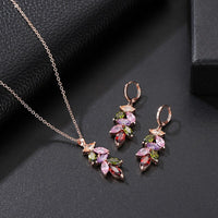 Rose gold Geometric Zircon Jewelry Sets for Women Chain Necklace Earrings Jewelry Sets