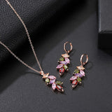 Rose gold Geometric Zircon Jewelry Sets for Women Chain Necklace Earrings Jewelry Sets