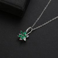 Green Flower Zircon Pendant Jewelry Set for Women Silver Wedding Jewelry Set