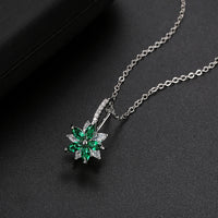 Green Flower Zircon Pendant Jewelry Set for Women Silver Wedding Jewelry Set