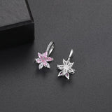 Jewelry Set Copper Pink zirconia Earring Pendant Necklace Women Silver Jewelry