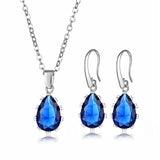 4 Zirconia Jewelry Sets for Women Silver CZ Water Drop Necklace Earrings Jewelry