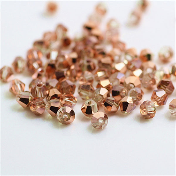 Isywaka Sale Red Copper Color 100pcs 4mm Bicone Austria Crystal Beads Charm Glass bead Loose Spacer Stone for DIY Jewelry Making