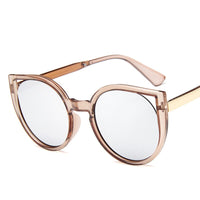 Retro Transparent Glasses Female Pink Sunglasses Round Rose Gold Frame Silver Lens Glasses Retro Color Mirror Glasses Oculos
