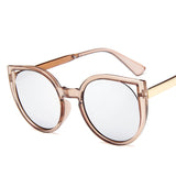 Retro Transparent Glasses Female Pink Sunglasses Round Rose Gold Frame Silver Lens Glasses Retro Color Mirror Glasses Oculos