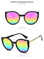 Retro Transparent Glasses Female Pink Sunglasses Round Rose Gold Frame Silver Lens Glasses Retro Color Mirror Glasses Oculos