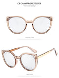 Retro Transparent Glasses Female Pink Sunglasses Round Rose Gold Frame Silver Lens Glasses Retro Color Mirror Glasses Oculos