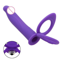 10 Speed Dildo Vibrator With Penis Ring Silicone Strap-on Anal Butt Plug for Man Double Penetration Vibrator Strap On Penis