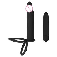 10 Speed Dildo Vibrator With Penis Ring Silicone Strap-on Anal Butt Plug for Man Double Penetration Vibrator Strap On Penis