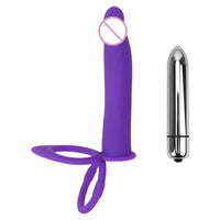 10 Speed Dildo Vibrator With Penis Ring Silicone Strap-on Anal Butt Plug for Man Double Penetration Vibrator Strap On Penis