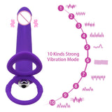 10 Speed Dildo Vibrator With Penis Ring Silicone Strap-on Anal Butt Plug for Man Double Penetration Vibrator Strap On Penis