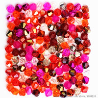 Isywaka Sale Red Copper Color 100pcs 4mm Bicone Austria Crystal Beads Charm Glass bead Loose Spacer Stone for DIY Jewelry Making