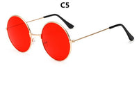 Burst Metal Circular Sunglasses Women Retro Marine Lenses Red Personality Prince Mirror UV400 Oculos