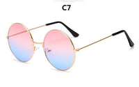 Burst Metal Circular Sunglasses Women Retro Marine Lenses Red Personality Prince Mirror UV400 Oculos