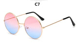Burst Metal Circular Sunglasses Women Retro Marine Lenses Red Personality Prince Mirror UV400 Oculos