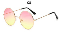 Burst Metal Circular Sunglasses Women Retro Marine Lenses Red Personality Prince Mirror UV400 Oculos