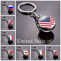 National Flag Keychain United State United Kingdom Canada France Norway Flag Glass Ball Keychain Country Flag Key Chains