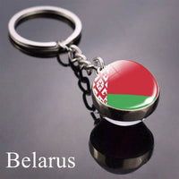 National Flag Keychain United State United Kingdom Canada France Norway Flag Glass Ball Keychain Country Flag Key Chains