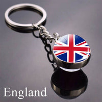 National Flag Keychain United State United Kingdom Canada France Norway Flag Glass Ball Keychain Country Flag Key Chains