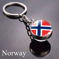 National Flag Keychain United State United Kingdom Canada France Norway Flag Glass Ball Keychain Country Flag Key Chains