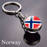 National Flag Keychain United State United Kingdom Canada France Norway Flag Glass Ball Keychain Country Flag Key Chains