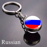 National Flag Keychain United State United Kingdom Canada France Norway Flag Glass Ball Keychain Country Flag Key Chains