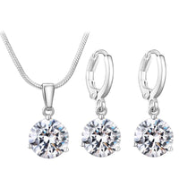 21 Colors Jewelry Sets for Women Round Cubic Zircon Hypoallergenic Copper Necklace Earrings Jewelry Sets